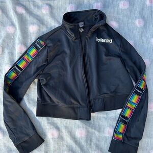 Polaroid cropped track jacket with Rainbow Accents